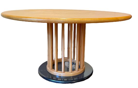 POSTMODERN HELMUT LUBKE ROUND PEDESTAL DINING TABLE - Helmut Lubke
