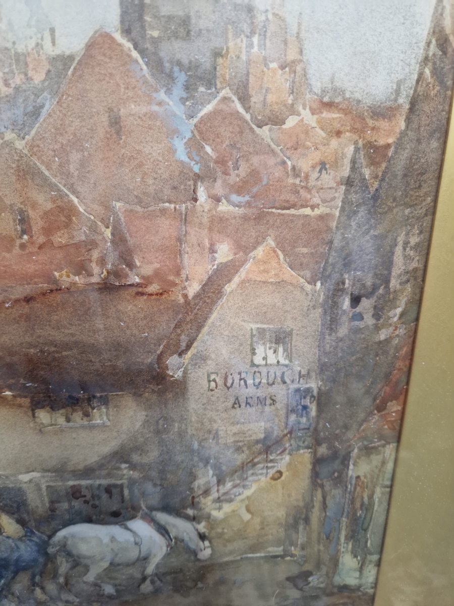 Artwork by John Terms, JOHN TERMES (LATE 19th C. ENGLISH SCHOOL) A VILLAGE SCENE, Made of watercolour