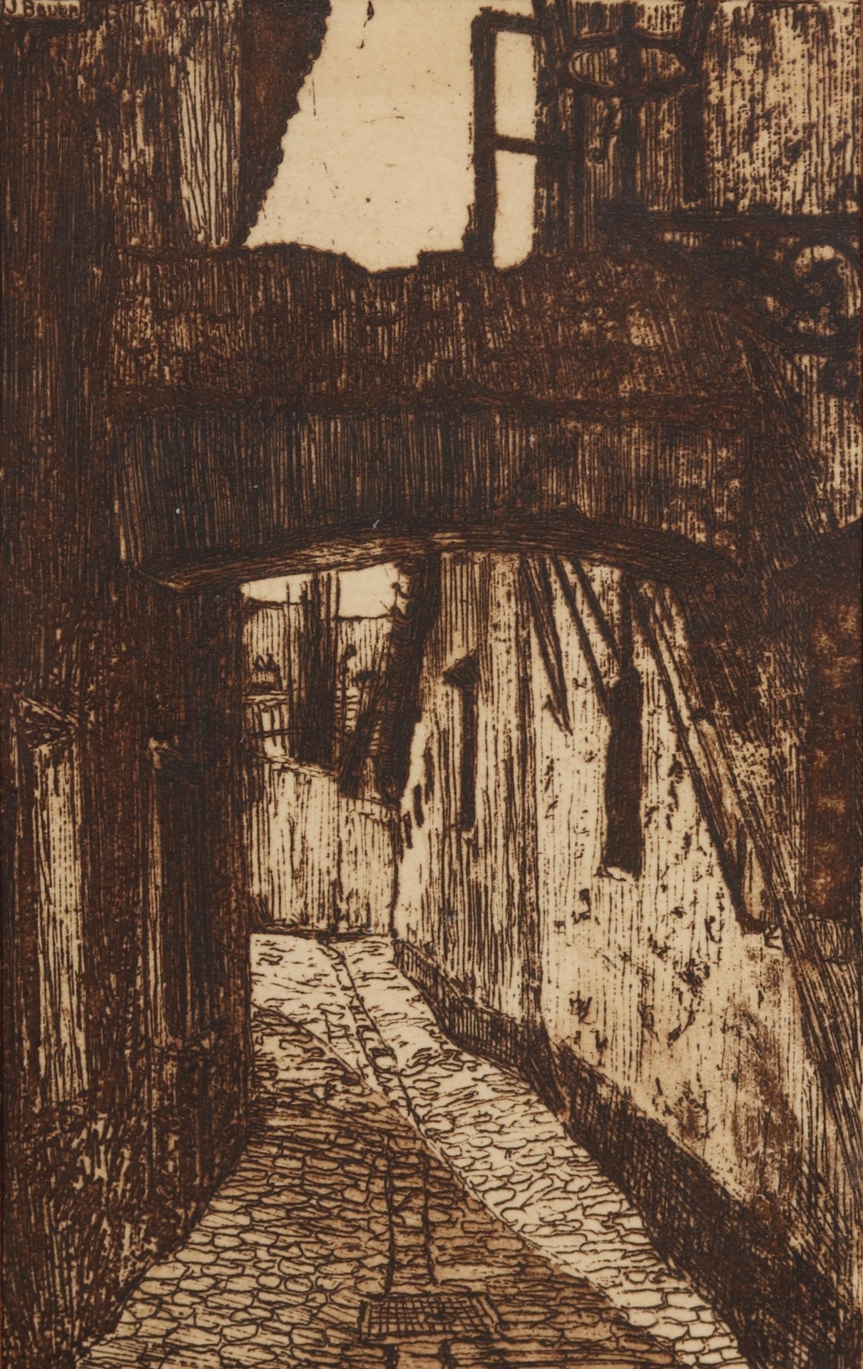 Artwork by Josef Jiří Bauer, HISTORICKÁ ULIČKA, Made of suchá jehla