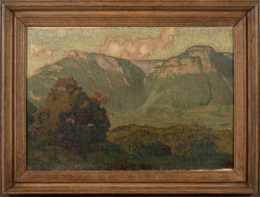 Tableau Peinture à L'huile "Village Au Pied De La Montagne" - Signé, Daté, école Française Impressionniste