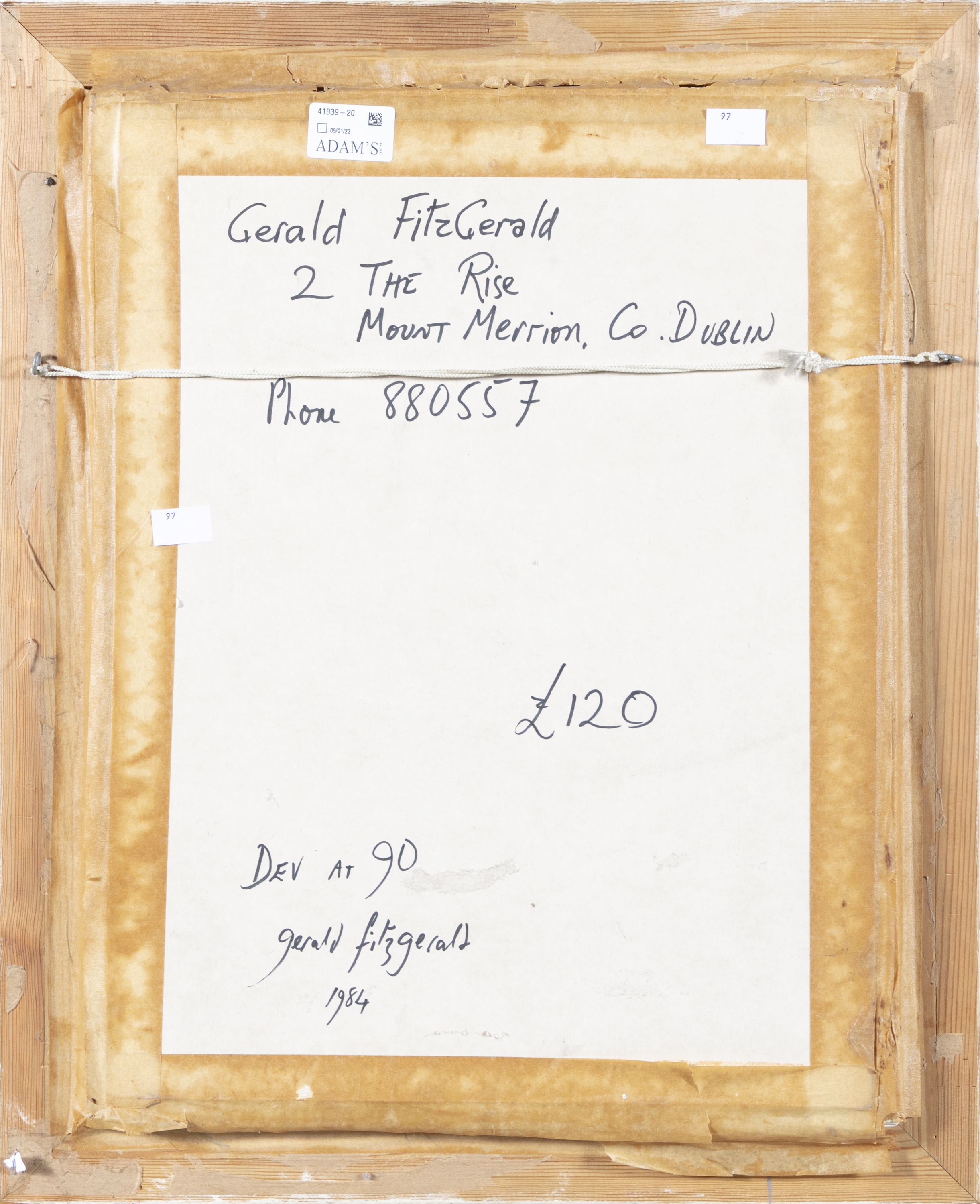 Artwork by Gerald Fitzgerald, "Dev at 90" - A portrait of Eamon DeVelara, Made of oil on canvas