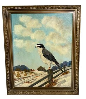 PEREGRINE FALCON ACRYLIC ON CANVAS BY P. SPICER Height: 23.25 in. by Width: 19.5 - P. Spicer