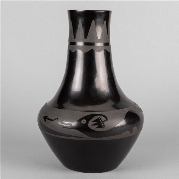 Blackware Vase by Maria Montoya Martinez, Santana Roybal Martinez