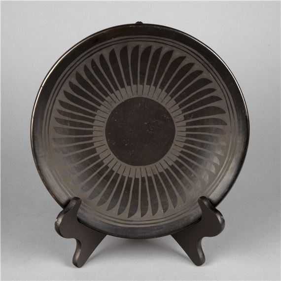 Blackware Feather Plate, ca. 1950s