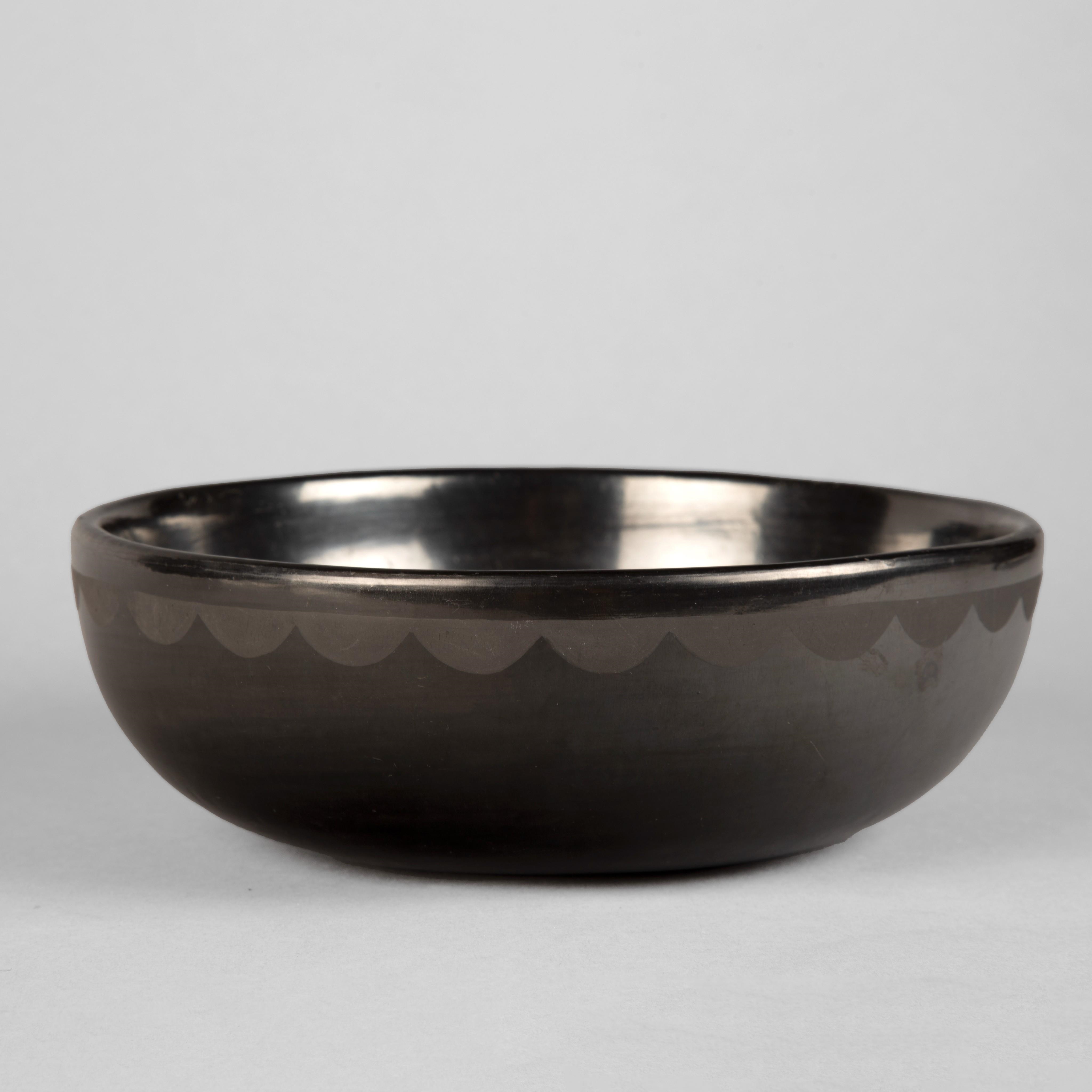 Artwork by Maria Montoya Martinez, Blackware Bowl, ca. 1950s, Made of clay