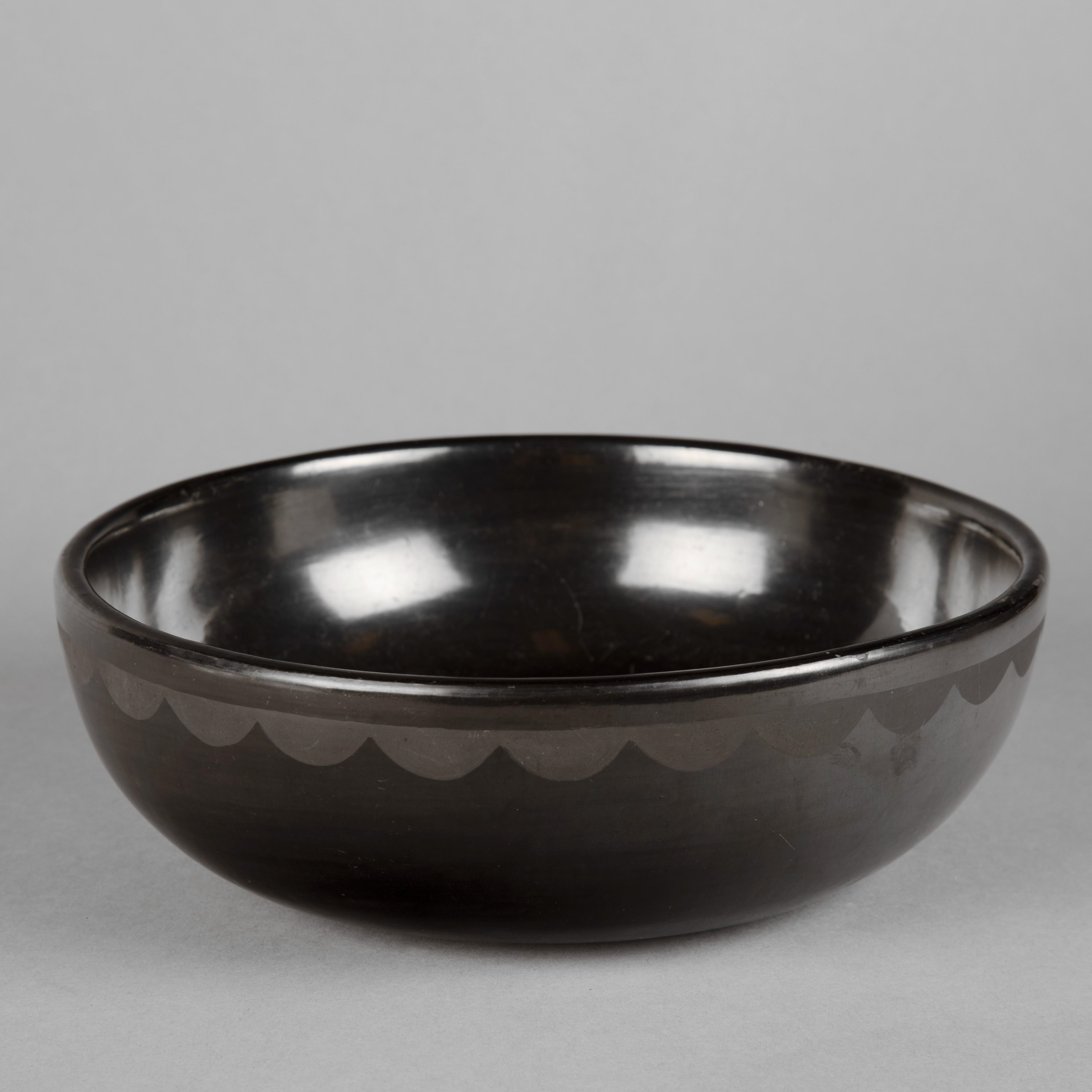 Artwork by Maria Montoya Martinez, Blackware Bowl, ca. 1950s, Made of clay