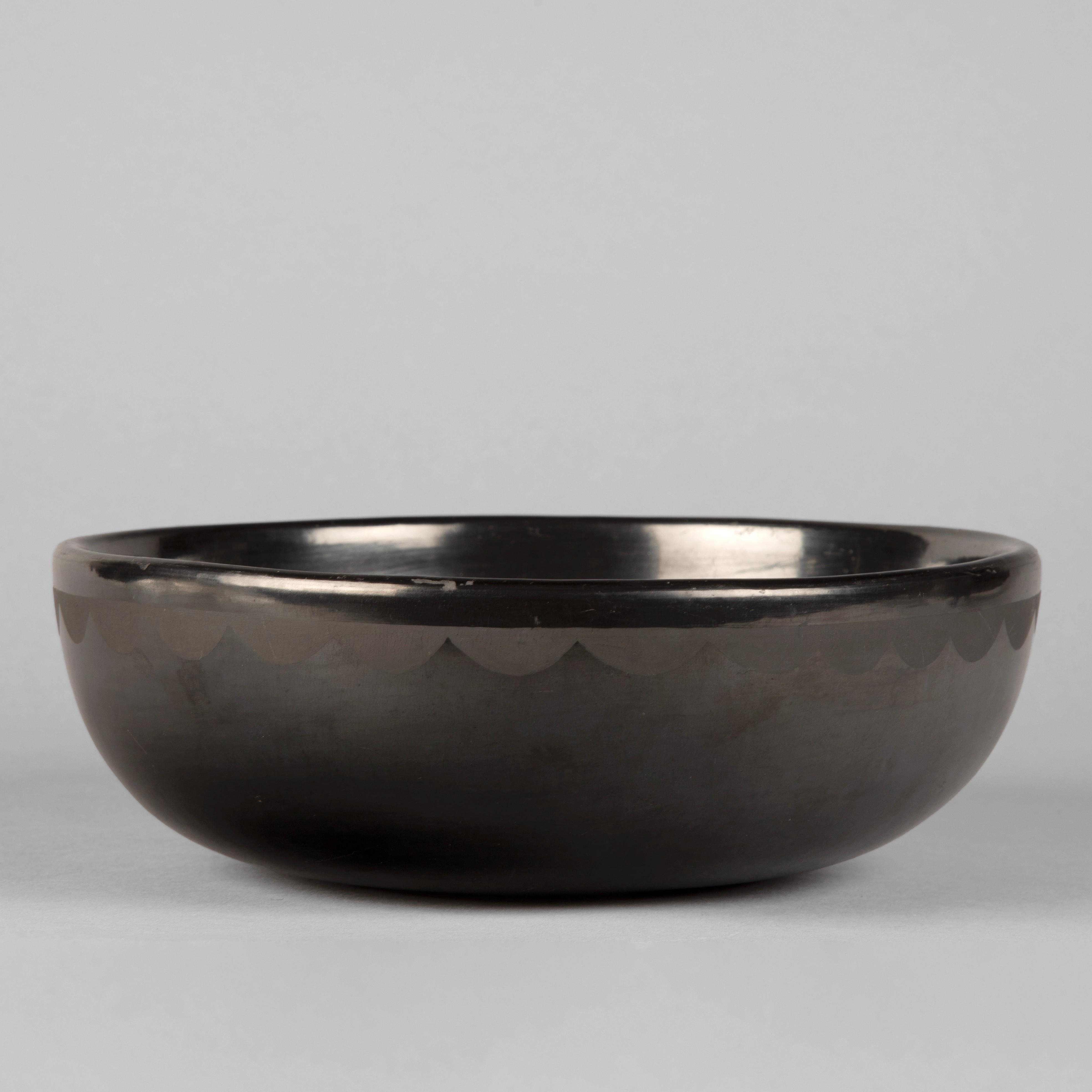 Artwork by Maria Montoya Martinez, Blackware Bowl, ca. 1950s, Made of clay