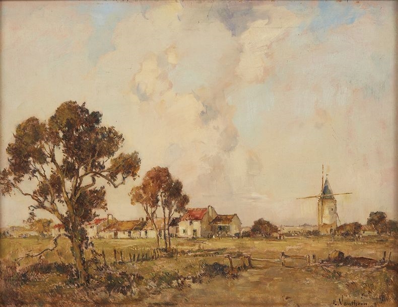 Artwork by Ernest Germain Vauthrin, Landscape of Vendée, Made of oil on panel