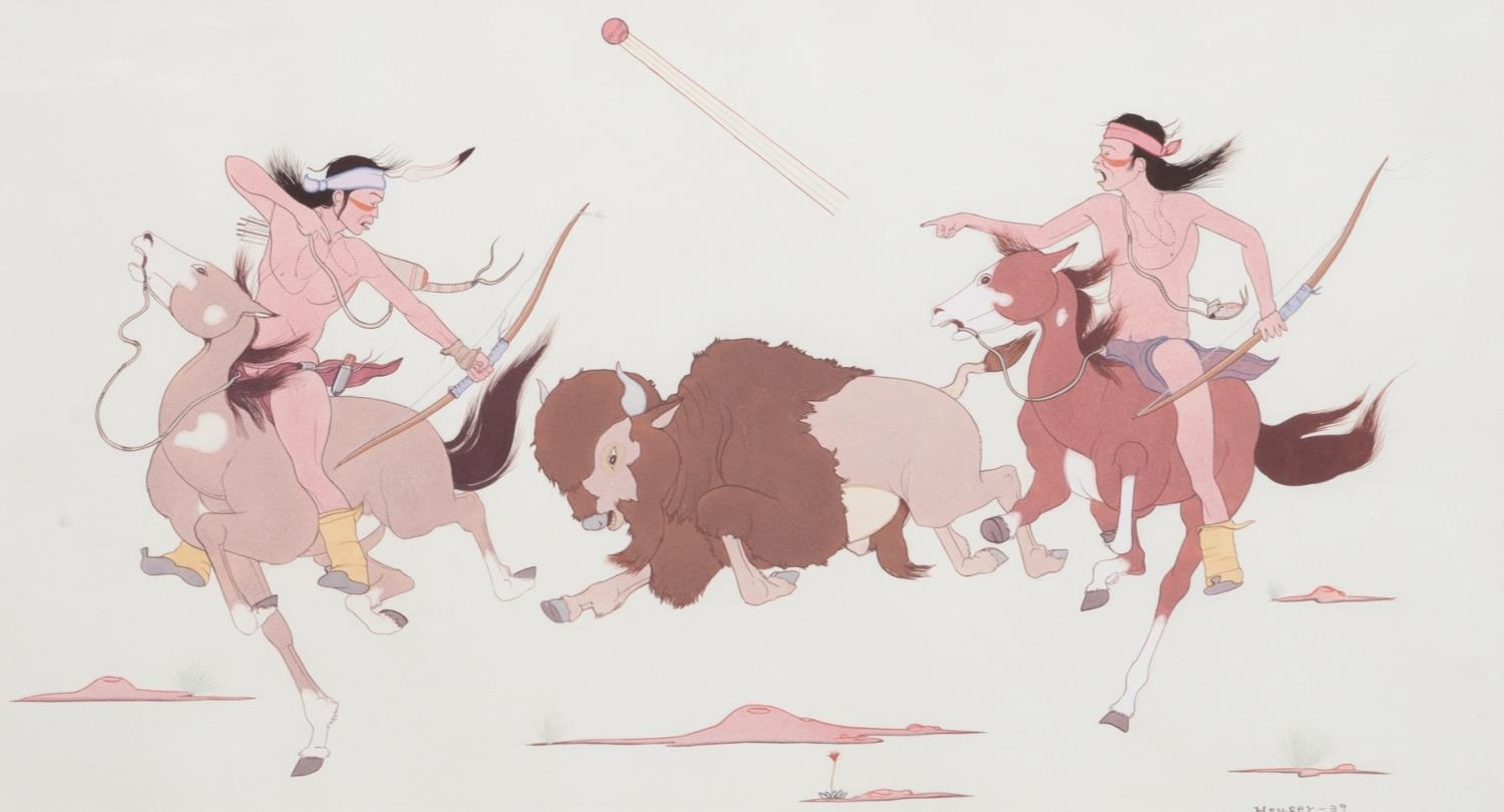 Allan Houser | Apache Buffalo Hunt (1938) | MutualArt