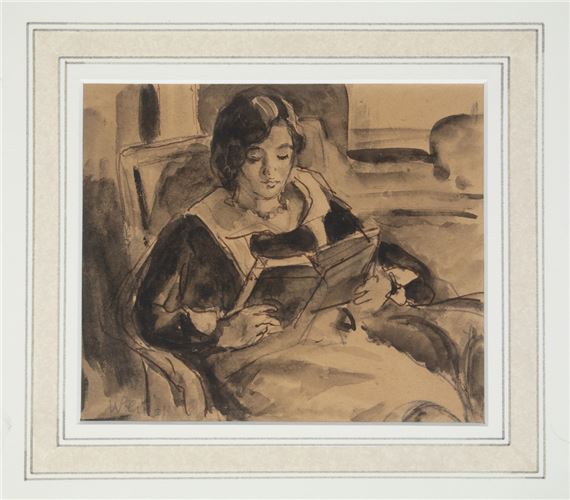 Waldo Pierce | Wife Ellen Reading (Circa 1940s) | MutualArt