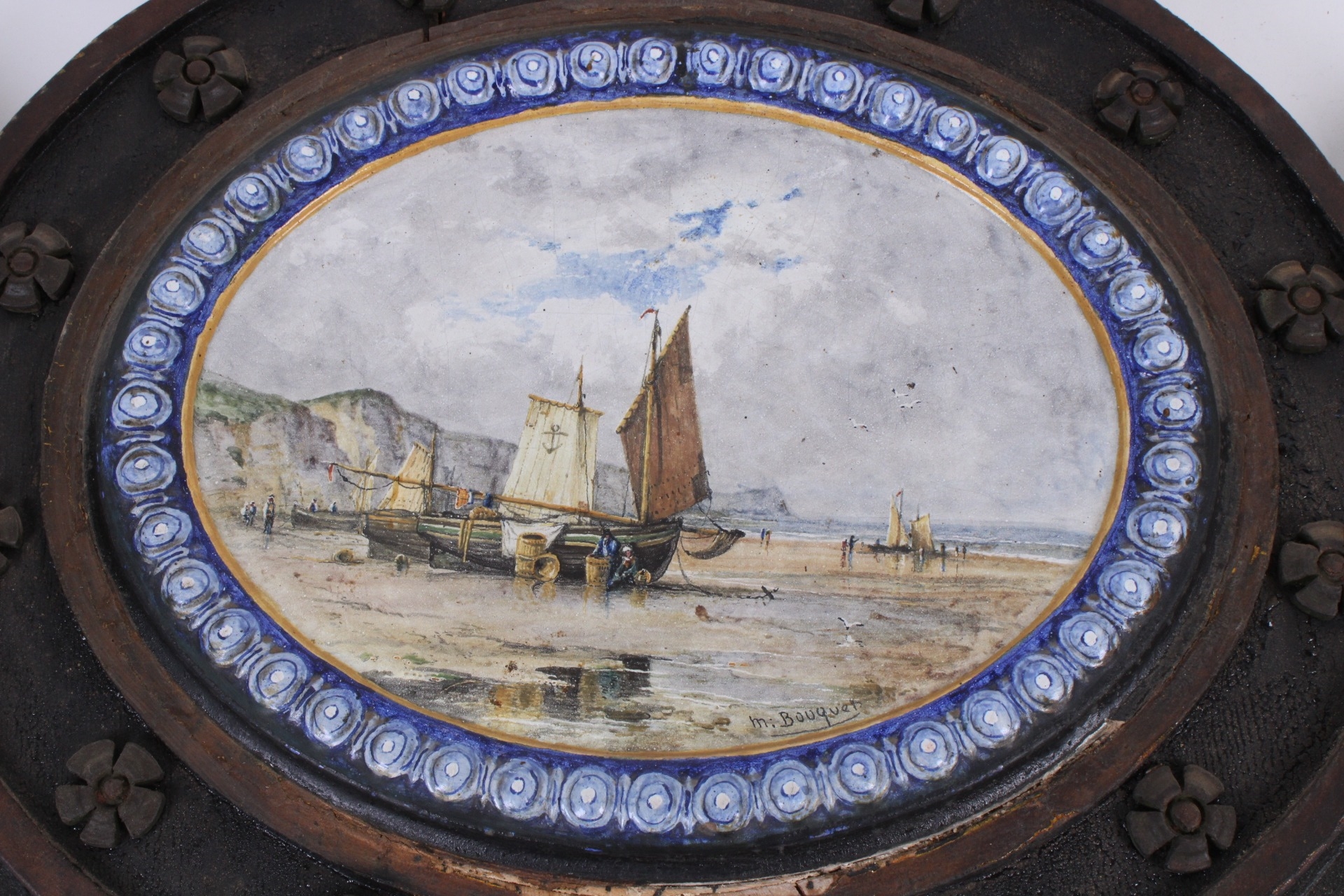 michel-bouquet-paysage-fluvial-plaque-ovale-en-faience-de-quimper