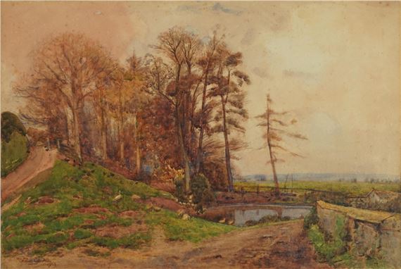 Walter Henry Goldsmith | Ducks beside a pond | MutualArt