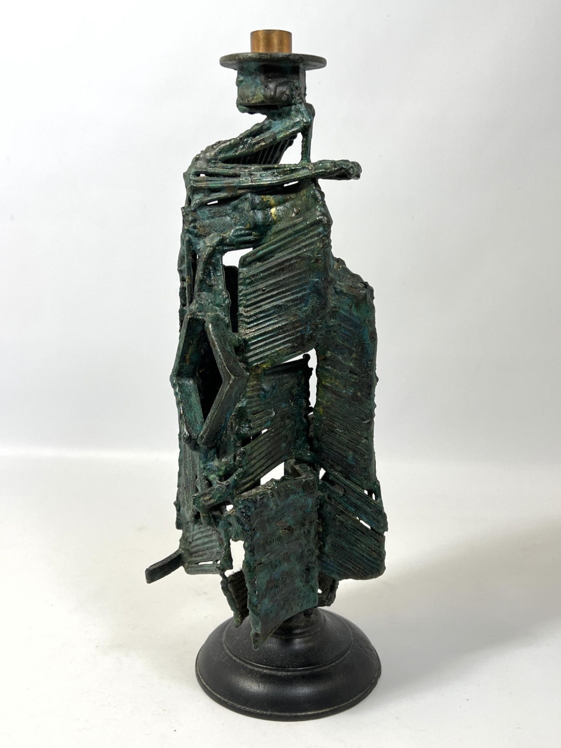 Artwork by Harry Irving Gates, Harry Gates bronze abstract sculpture candle holder. Unsigned. Bertoia, Made of bronze