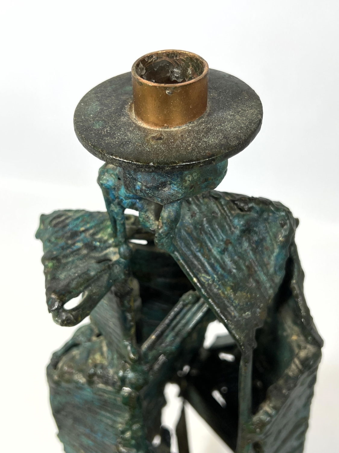 Artwork by Harry Irving Gates, Harry Gates bronze abstract sculpture candle holder. Unsigned. Bertoia, Made of bronze