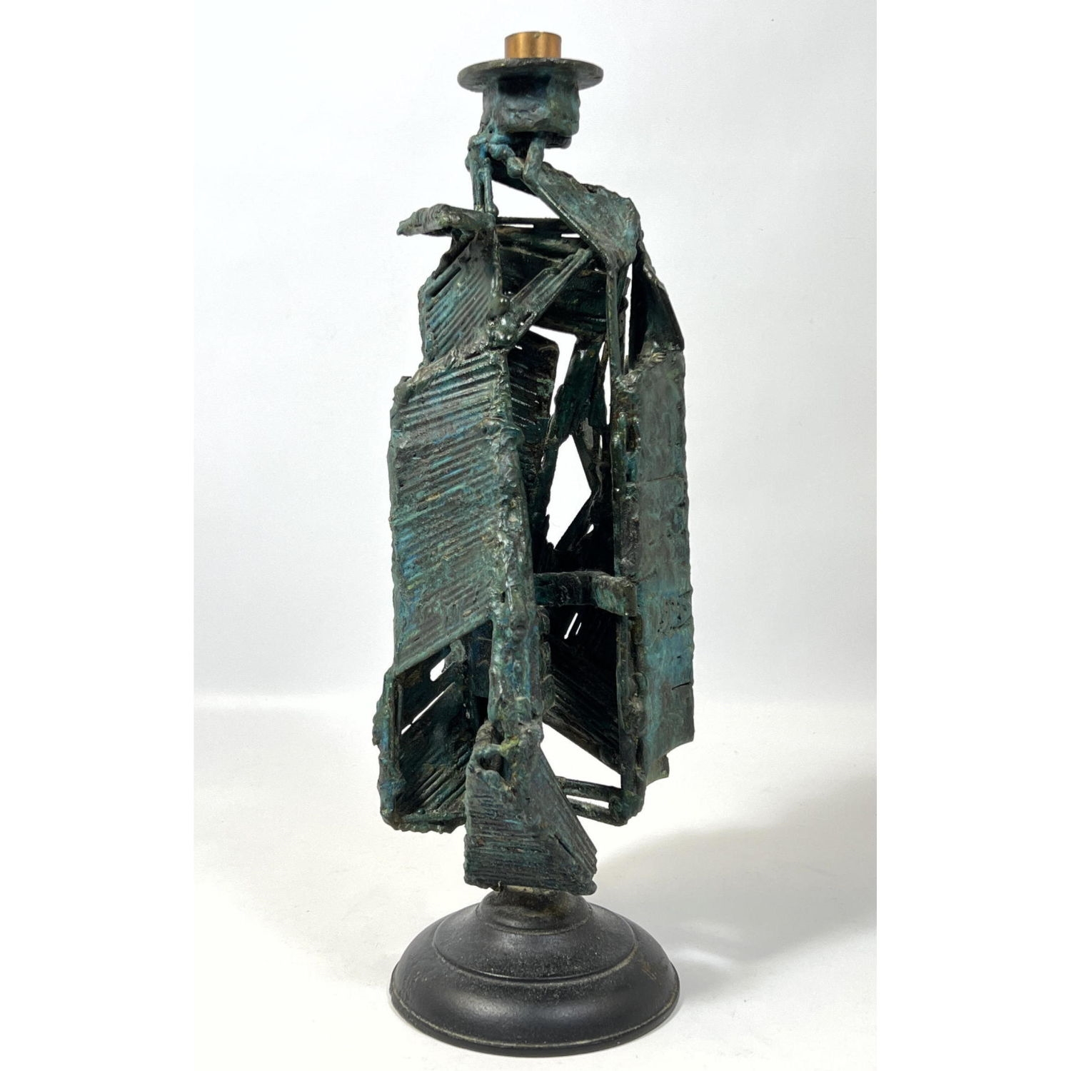 Artwork by Harry Irving Gates, Harry Gates bronze abstract sculpture candle holder. Unsigned. Bertoia, Made of bronze
