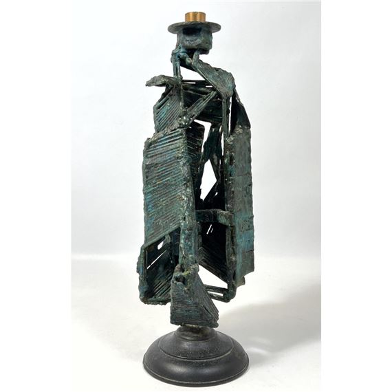 Harry Gates bronze abstract sculpture candle holder. Unsigned. Bertoia - Harry Irving Gates