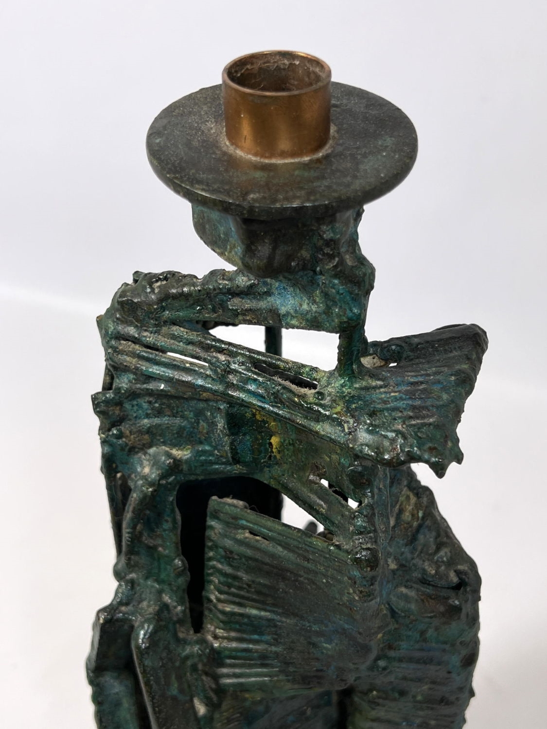 Artwork by Harry Irving Gates, Harry Gates bronze abstract sculpture candle holder. Unsigned. Bertoia, Made of bronze