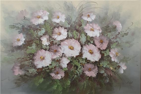 still life of flowers by S. Leigh, 20th Century