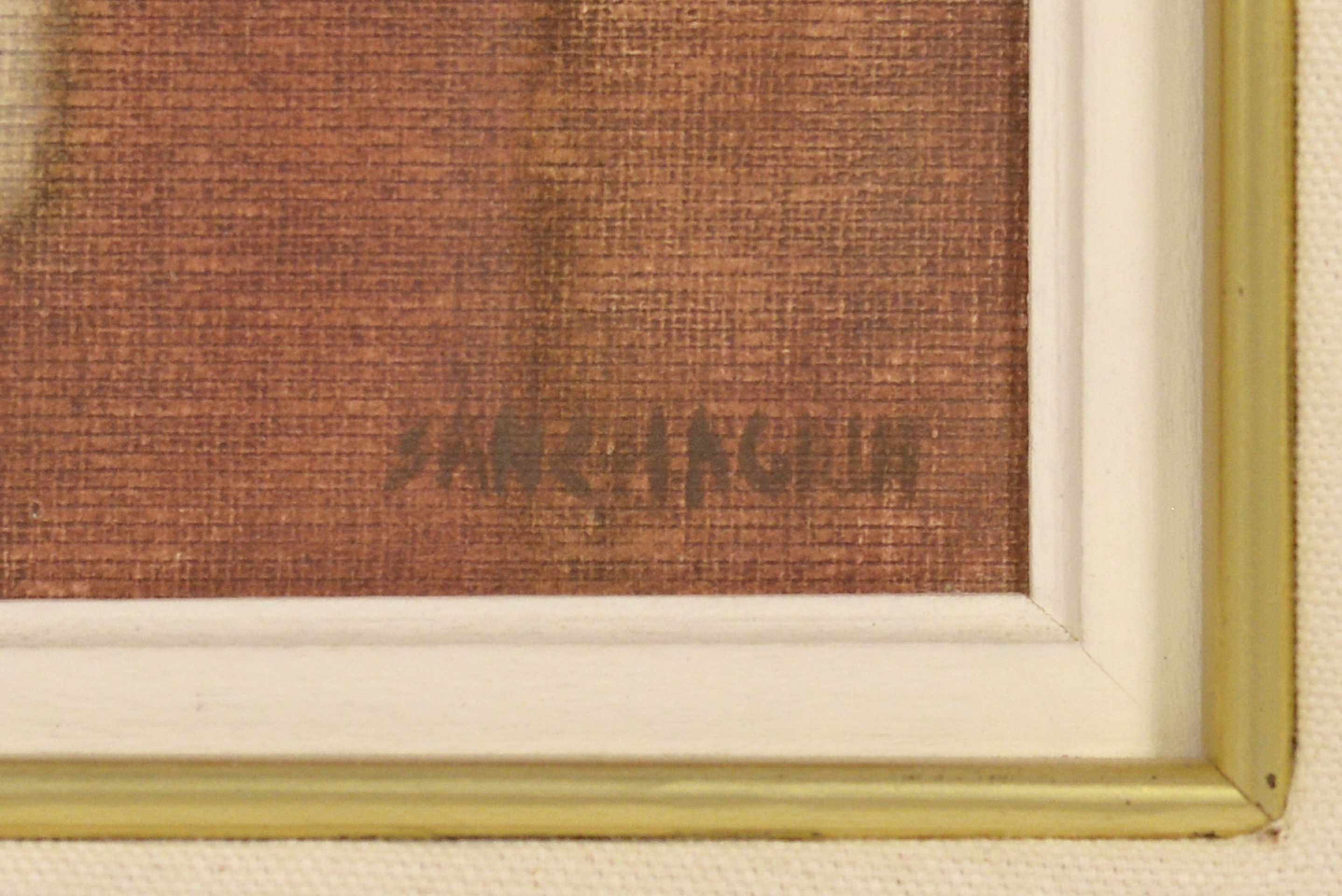 Artwork by Réjanne Sanschagrin, Sanschagrin, Réjane - Portrait de jeune femme, Made of Oil on panel