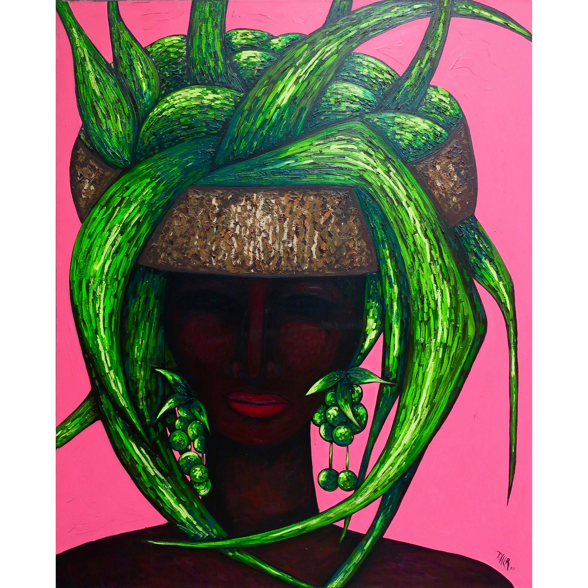 UNTITLED (LADY WITH PLANT HEADDRESS) by Toller Cranston
