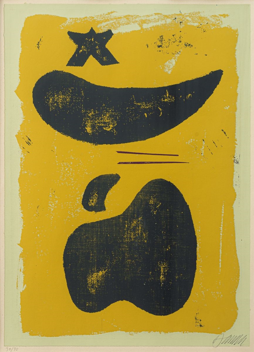 "Ideogramm", 1952. Silkscreen print on paper. Signed and numbered 30/70. by Willi Baumeister, 1952
