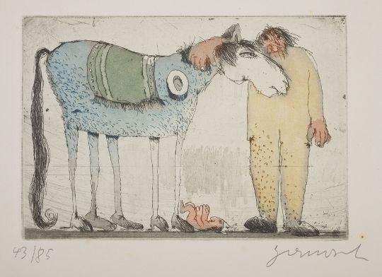 Mann mit Pferd by Janosch, 1984