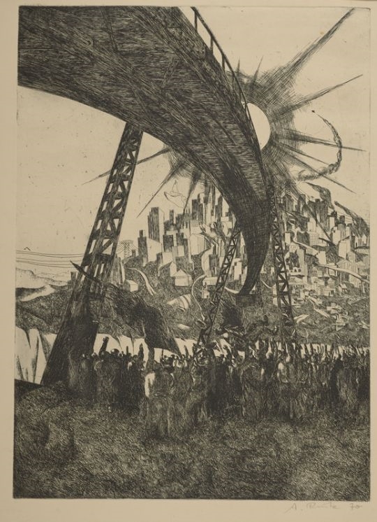 Arno Rink | Versammlung unter der Brücke (1970) | MutualArt