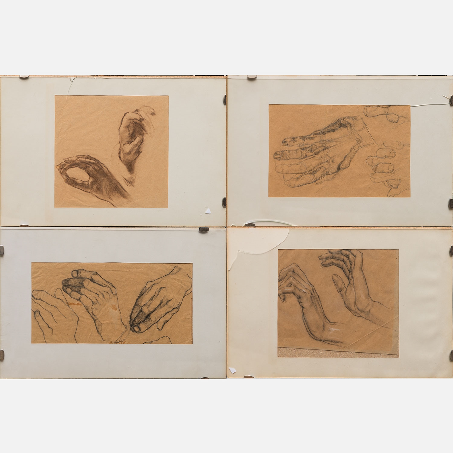 Austrian School, 20th Century | 4 prepatory drawings of hands | MutualArt
