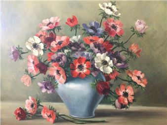 still life with vase of anemones - Leonora Mckean