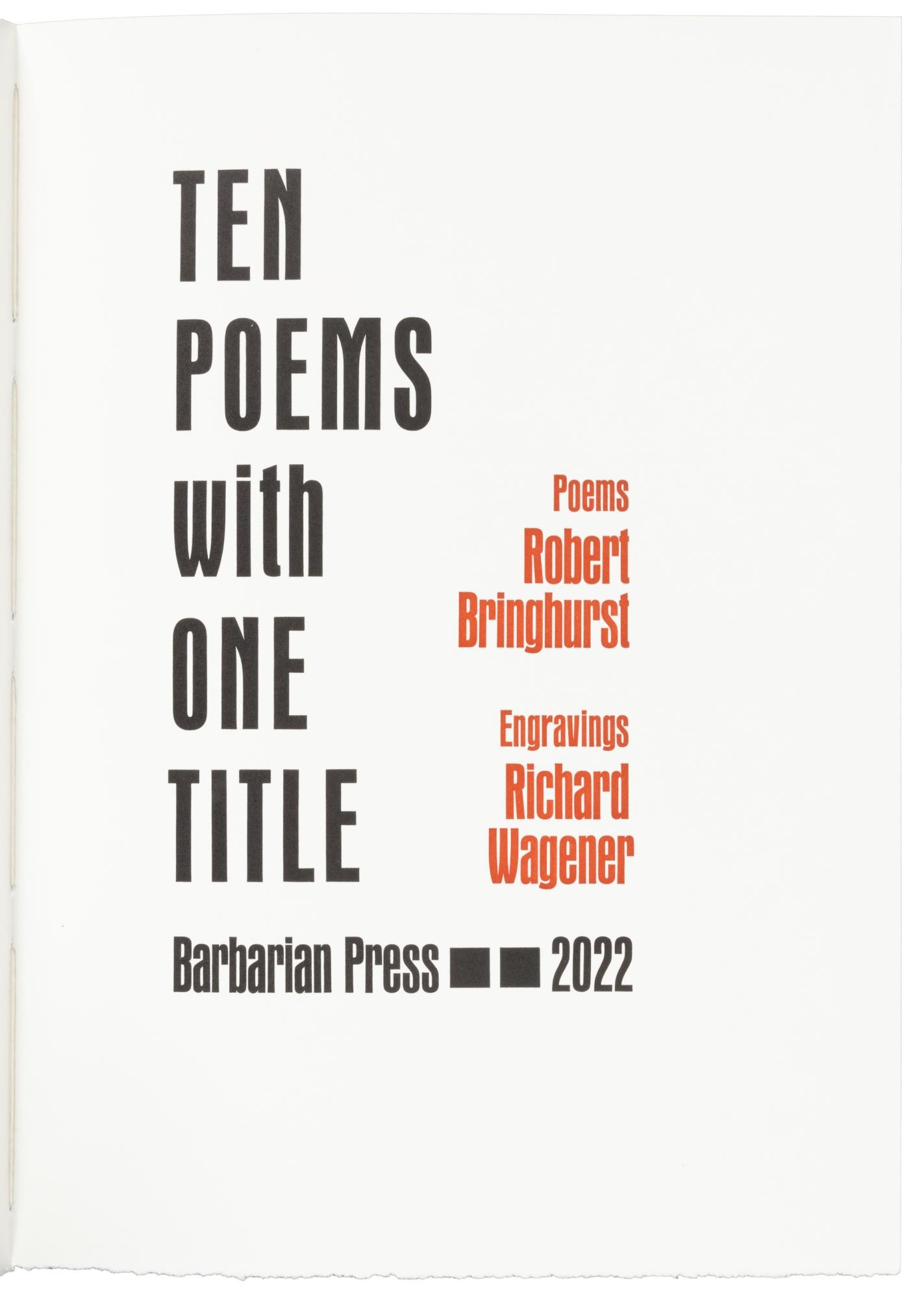 Artwork by Robert Porter Bringhurst, Ten Poems with One Title, Made of wood engravings