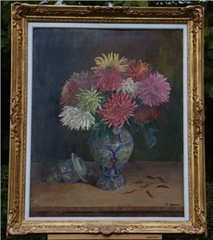 Bouquet de dahlias dans une potiche chinoise - Thomsin Raymond