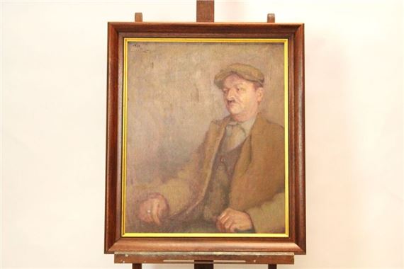 Portrait of a man with a cigarette. Oil on isorel. Signed and dated 1937 in the upper left corner. Dimensions : 64 x 53 cm. by Charles Bouthéon, dated 1937