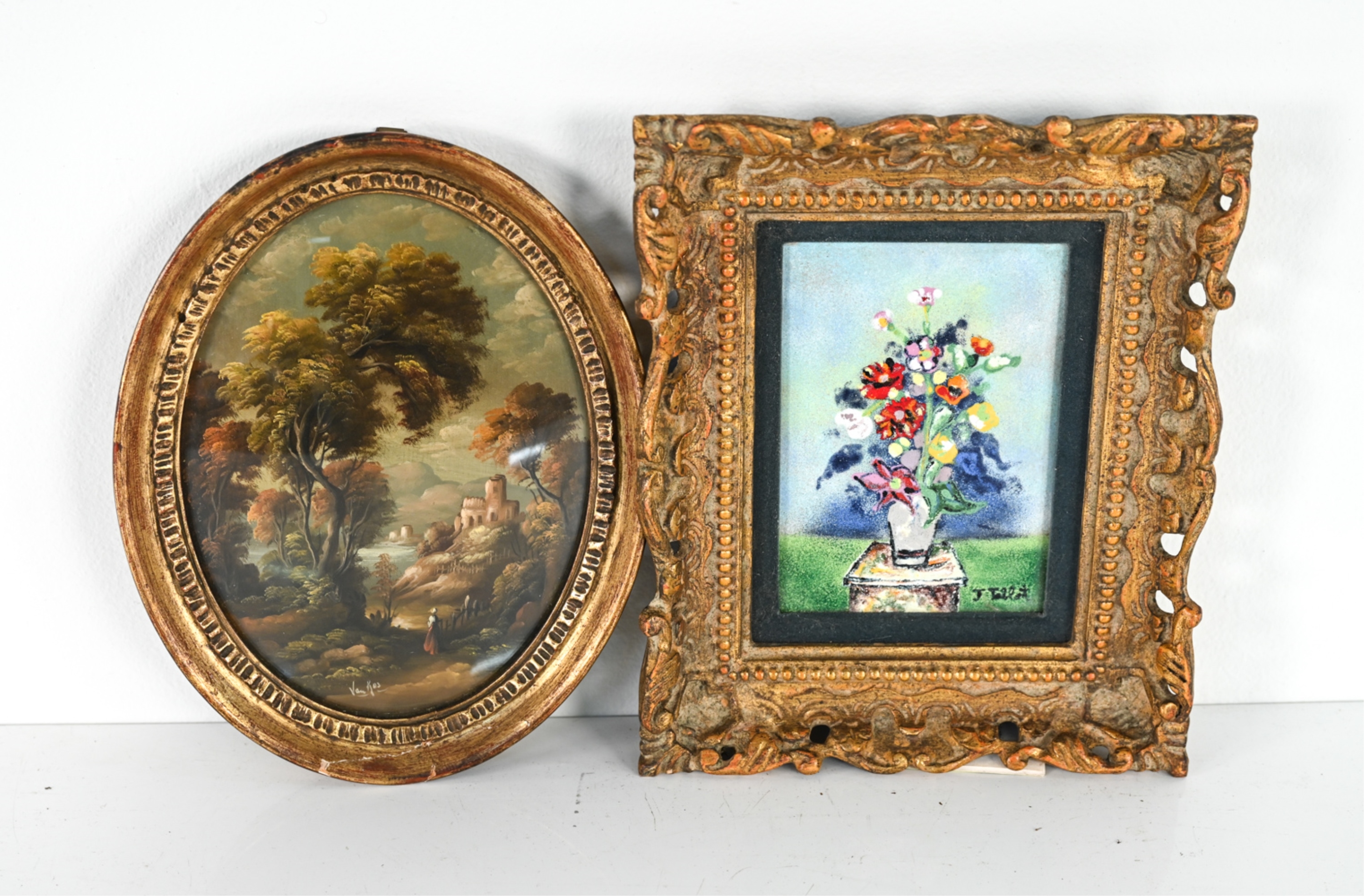 Artwork by J. Talbot, (2) DIMINUTIVE 20TH C. COMPOSITIONS INCL. VAN ROS, Made of Oil on copper