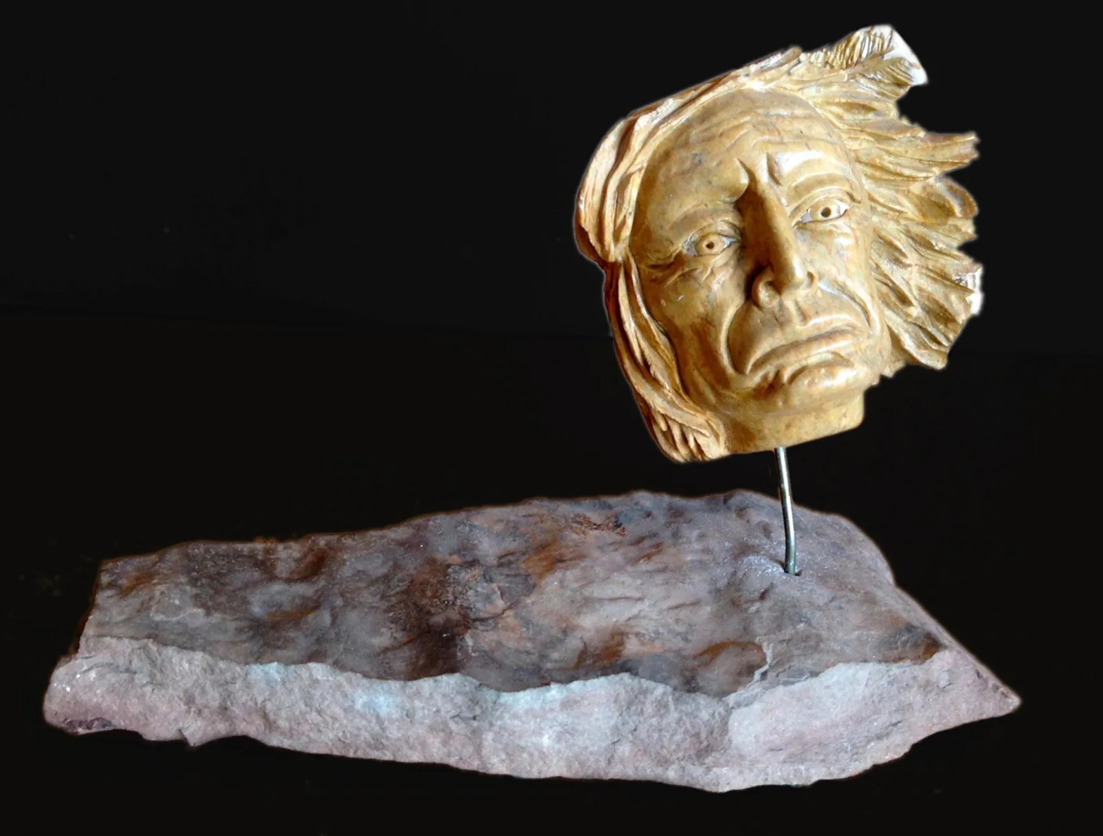 Artwork by David R. Maracle, Totem Head, Made of carved mountain talc stone