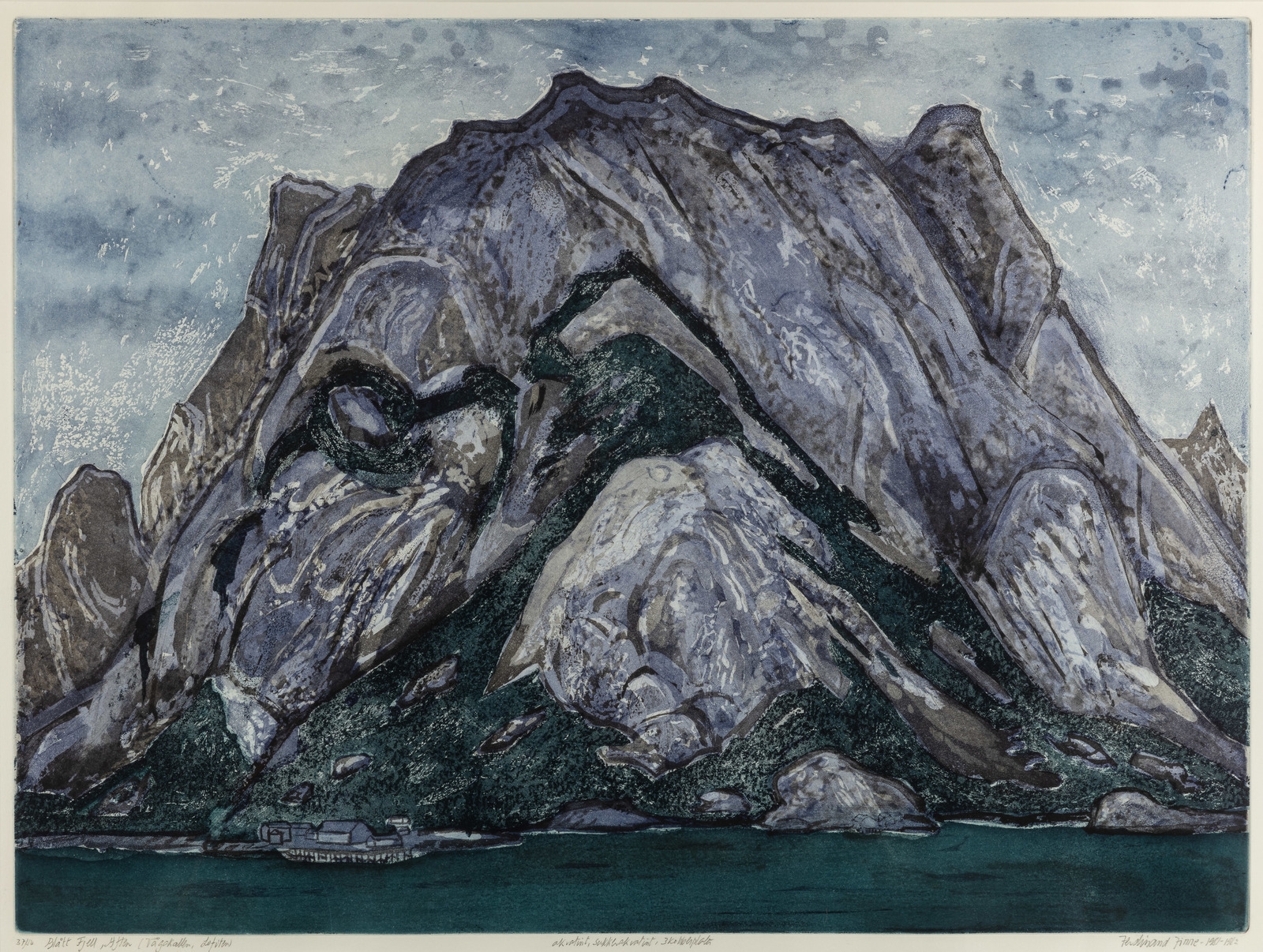 "Blått fjell, aften (Vågekallen Lofoten)" by Ferdinand Finne, 1981-1982