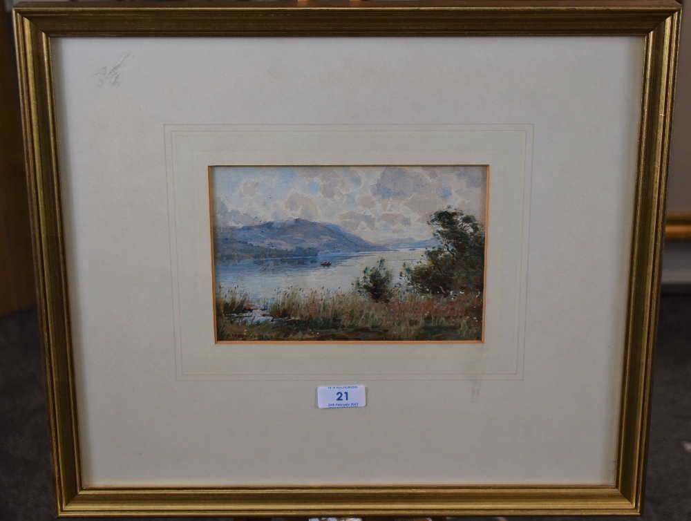 Artwork by Alfred Heaton Cooper, a view of Windermere with single boat, Made of watercolours