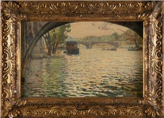 View of a river from under a bridge - Émile-Louis Méret