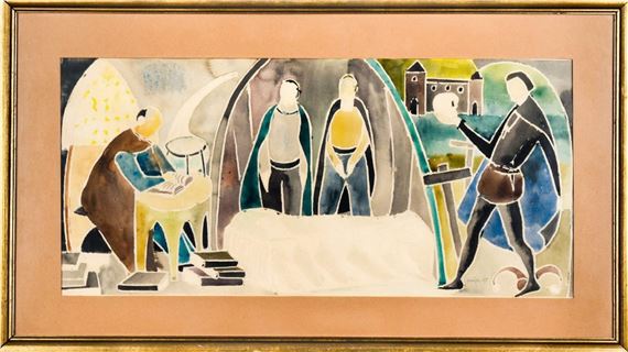 Probably motif depicting Hamlet by William Shakespeare. by Sture Meijer, 1955