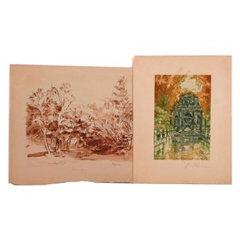 Title/Description: Landscape with trees (in pencil "Guernsey"?) - Adrian Gillespie Beach