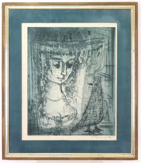 Portrait of a woman with her bird