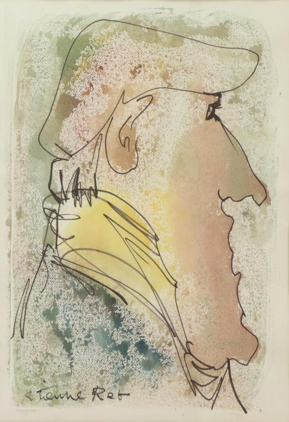 Artwork by Etienne Ret, Profile portrait of a gentleman, Made of Watercolor