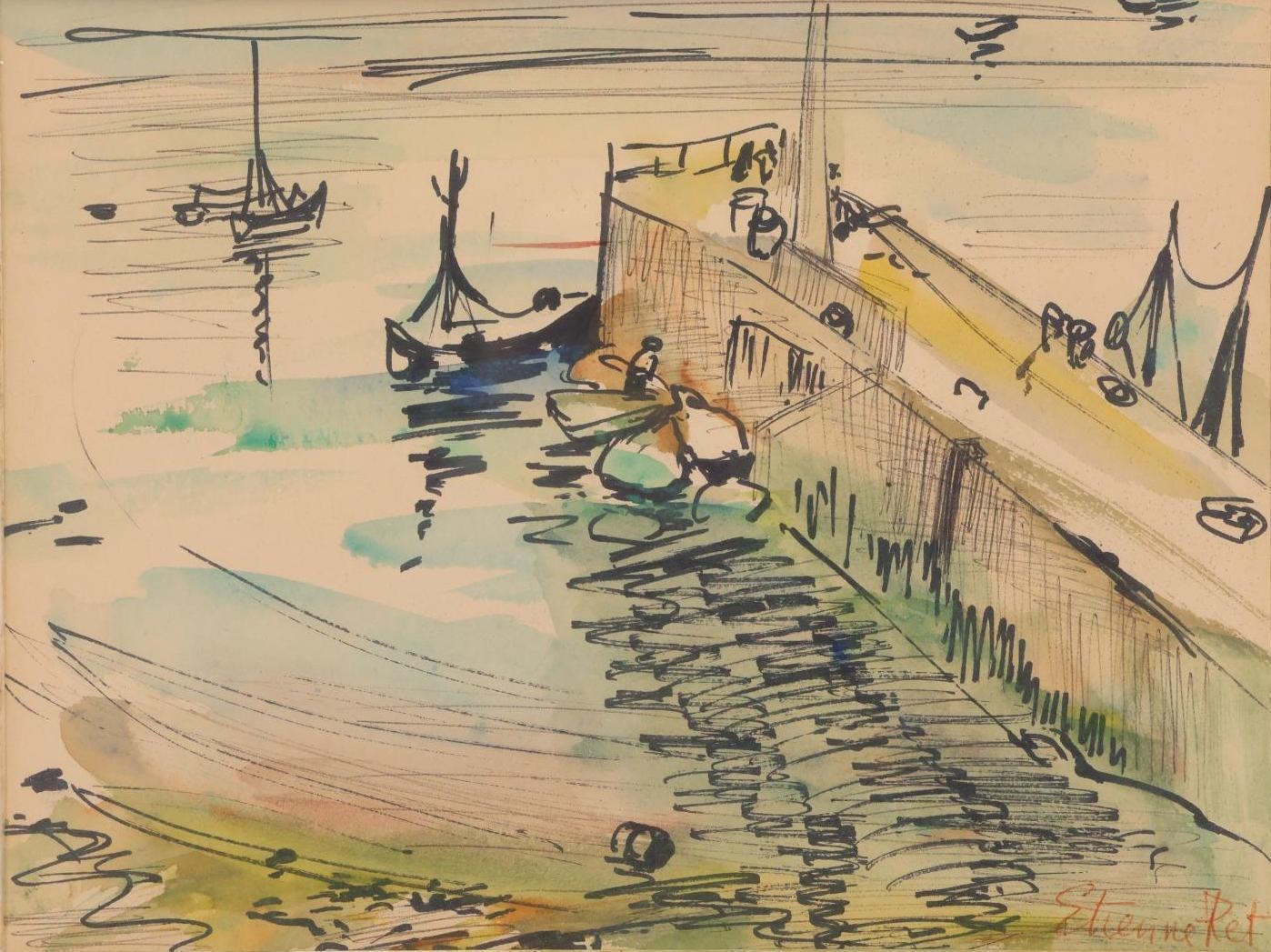 Artwork by Etienne Ret, Fisherman Wharf, Made of Watercolor