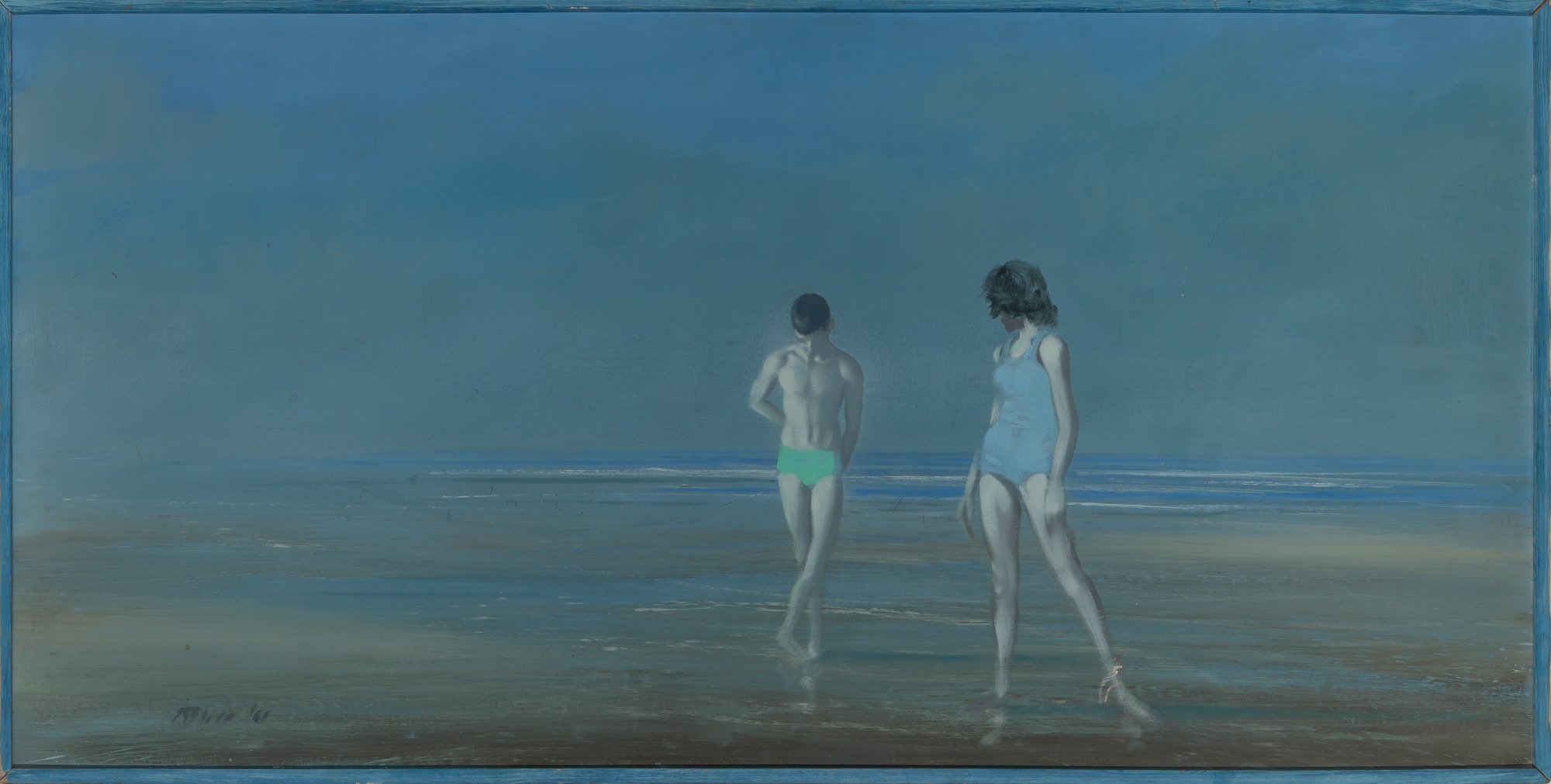 Robert R. Bliss | Boy and Girl on Beach - Blue Sky (1961) | MutualArt