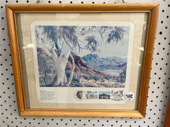 FRAMED ALBERT NAMATJIRA PRINT & FIRST DAY COVER STAMPS by Albert Namatjira