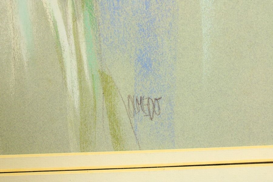 Artwork by Salvador González Olmedo, . "Young Woman with a Bouquet of Flowers" and "Young Woman with a Pink Skirt", Made of pastel drawings on paper