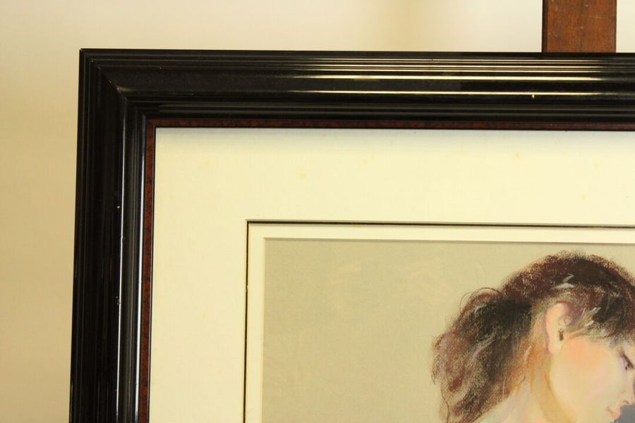 Artwork by Salvador González Olmedo, . "Young Woman with a Bouquet of Flowers" and "Young Woman with a Pink Skirt", Made of pastel drawings on paper