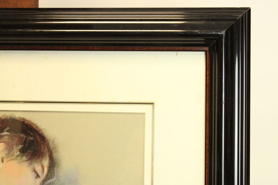 Artwork by Salvador González Olmedo, . "Young Woman with a Bouquet of Flowers" and "Young Woman with a Pink Skirt", Made of pastel drawings on paper