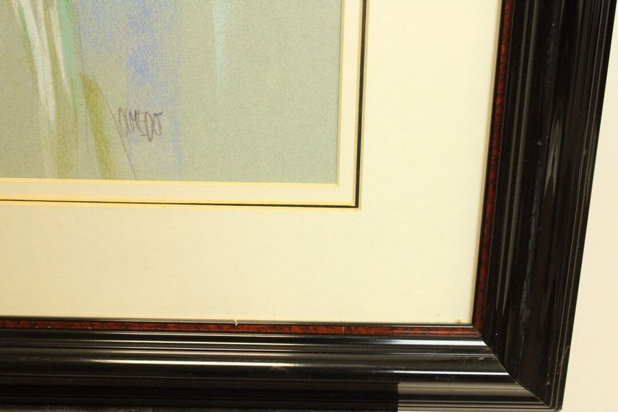 Artwork by Salvador González Olmedo, . "Young Woman with a Bouquet of Flowers" and "Young Woman with a Pink Skirt", Made of pastel drawings on paper