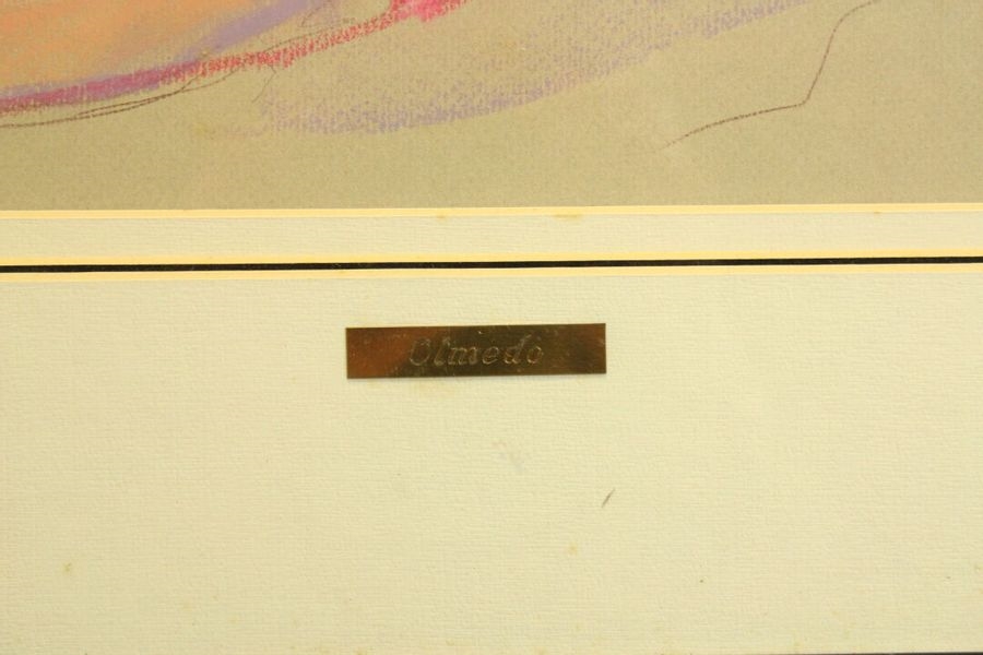 Artwork by Salvador González Olmedo, . "Young Woman with a Bouquet of Flowers" and "Young Woman with a Pink Skirt", Made of pastel drawings on paper