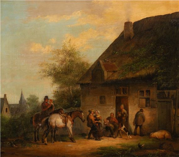 Tavern scene with a boisterous company - Jean Baptiste Lampe